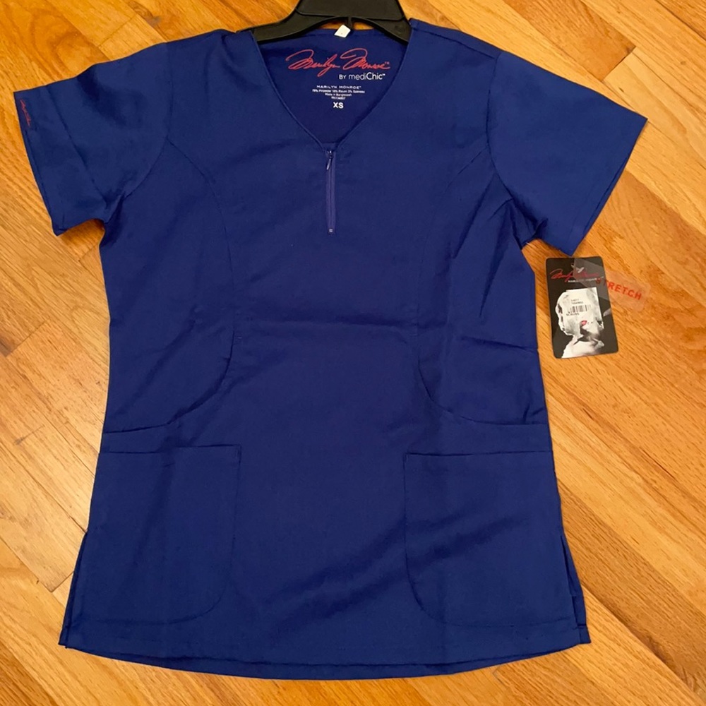 Marilyn Monroe Scrub Top by Medichic . Size XS. Galaxy Blue . NWT!!